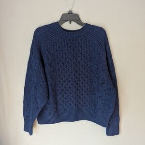 Navy Blue Cable Knit Sweater